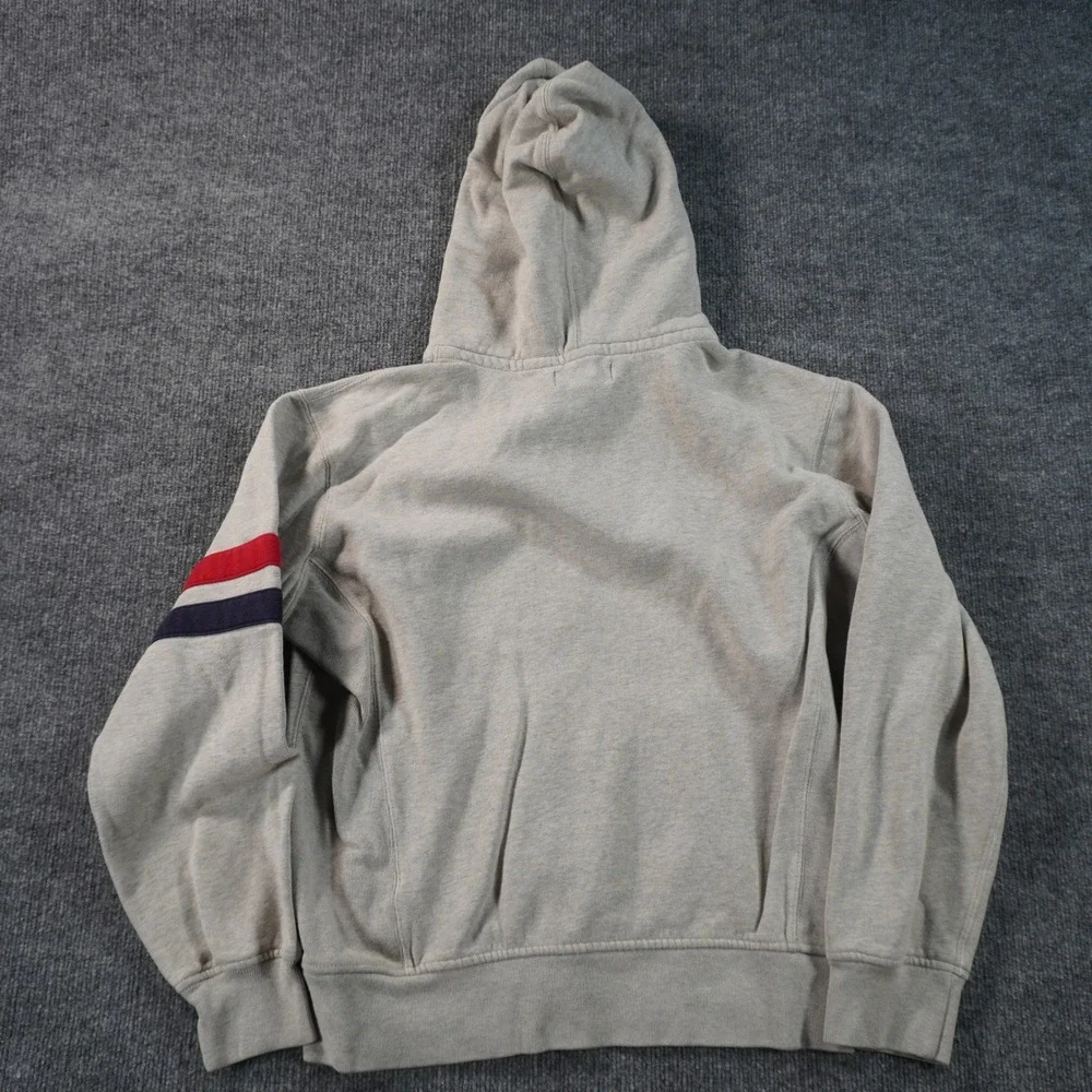 Polo Ralph Lauren Hoodie Mens Large Gray Big Pony Full Zip Sleeve Stripes Logo
